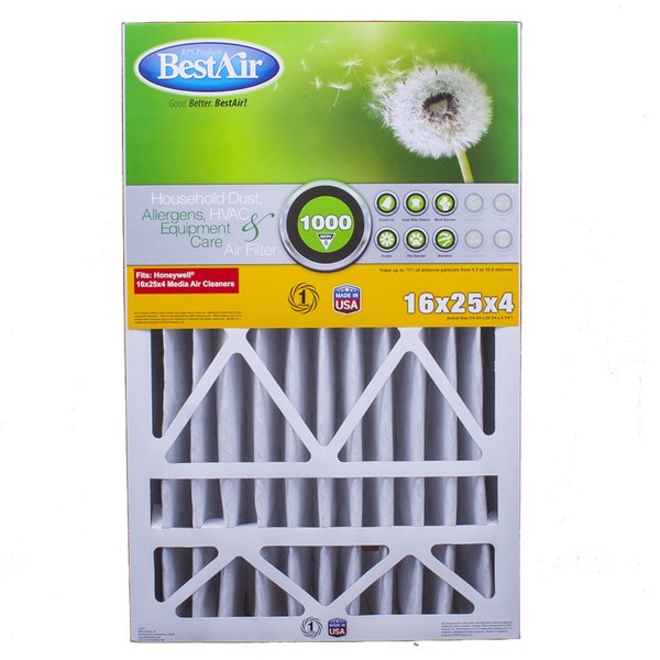 Bestair 25 in. W X 16 in. H X 4 in. D 8 MERV Pleated Air Filter HW1625-8R